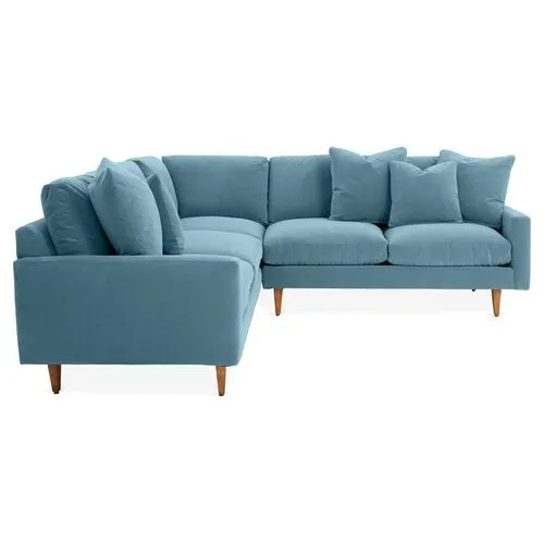 Onslow Velvet Sectional - Blue