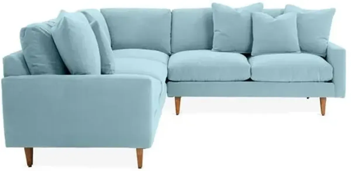 Onslow Velvet Sectional - Blue