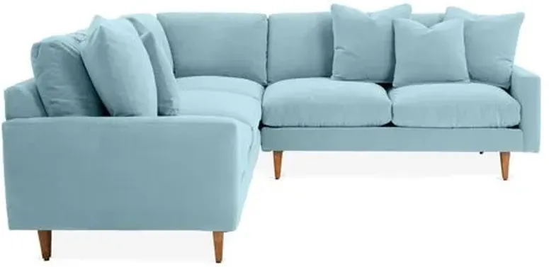 Onslow Velvet Sectional - Blue