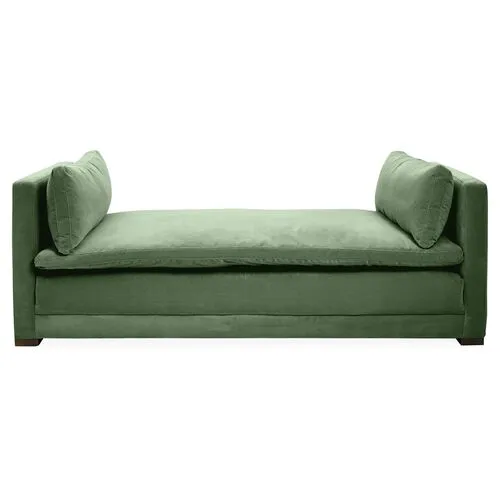 Elmore Velvet Daybed - Handcrafted - Green - Comfortable, Sturdy