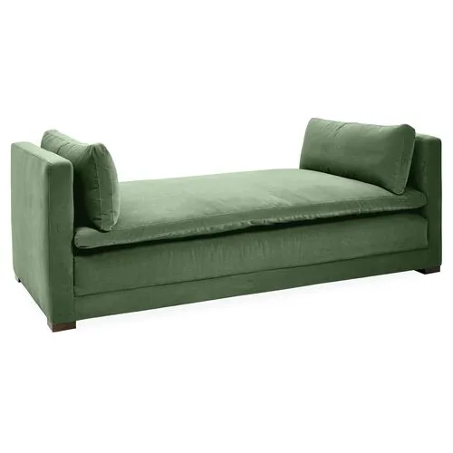 Elmore Velvet Daybed - Handcrafted - Green - Comfortable, Sturdy