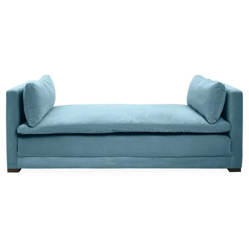 Elmore Velvet Daybed - Handcrafted - Blue - Comfortable, Sturdy