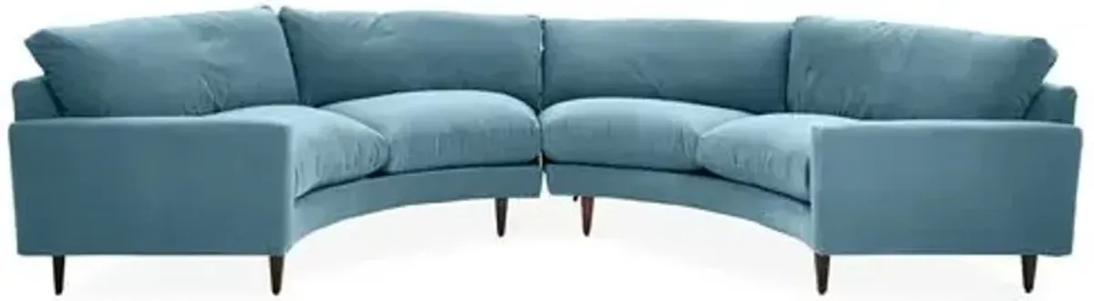 Onslow Velvet Curved Sectional - Blue