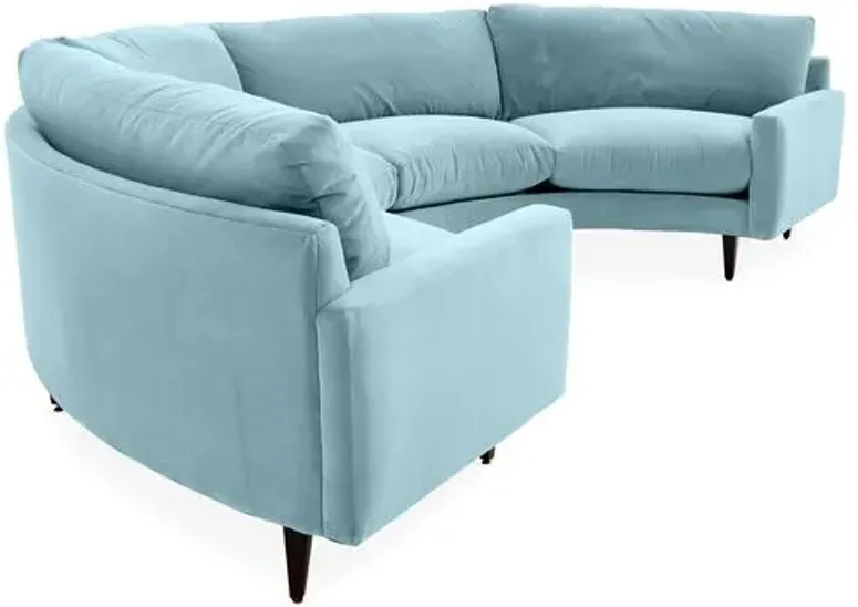 Onslow Velvet Curved Sectional - Blue