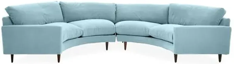 Onslow Velvet Curved Sectional - Blue