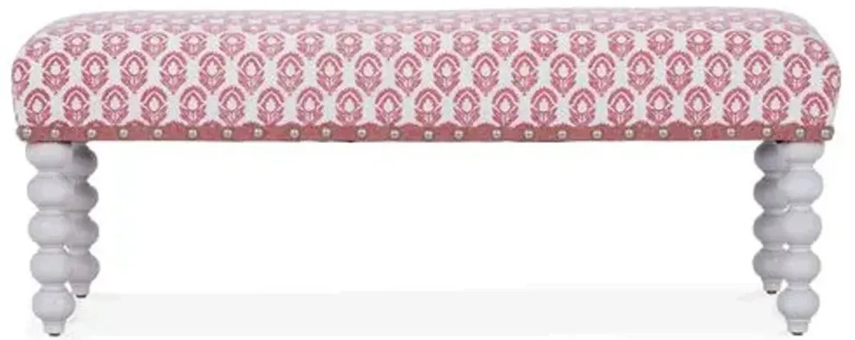 Carly Upholstered Spindle Bench - Kim Salmela - Handcrafted - Pink