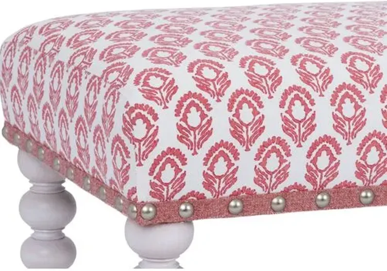 Carly Upholstered Spindle Bench - Kim Salmela - Handcrafted - Pink