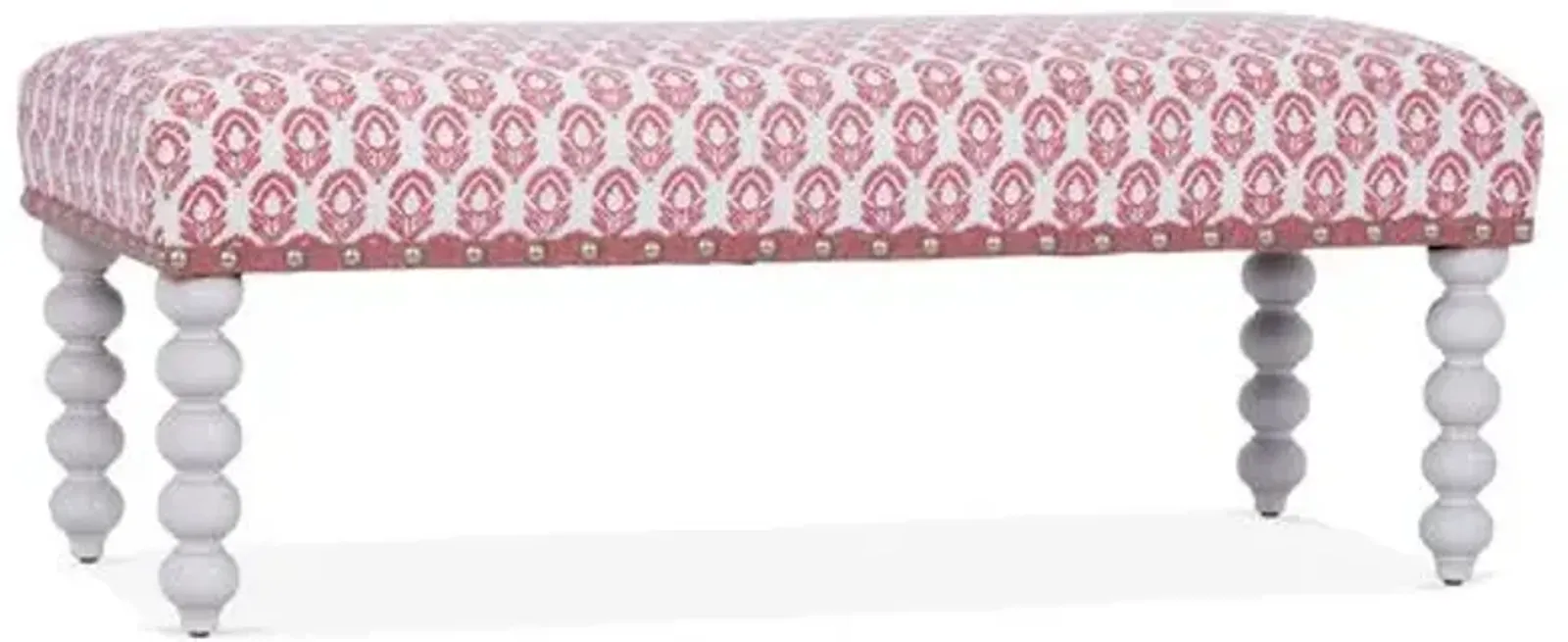 Carly Upholstered Spindle Bench - Kim Salmela - Handcrafted - Pink