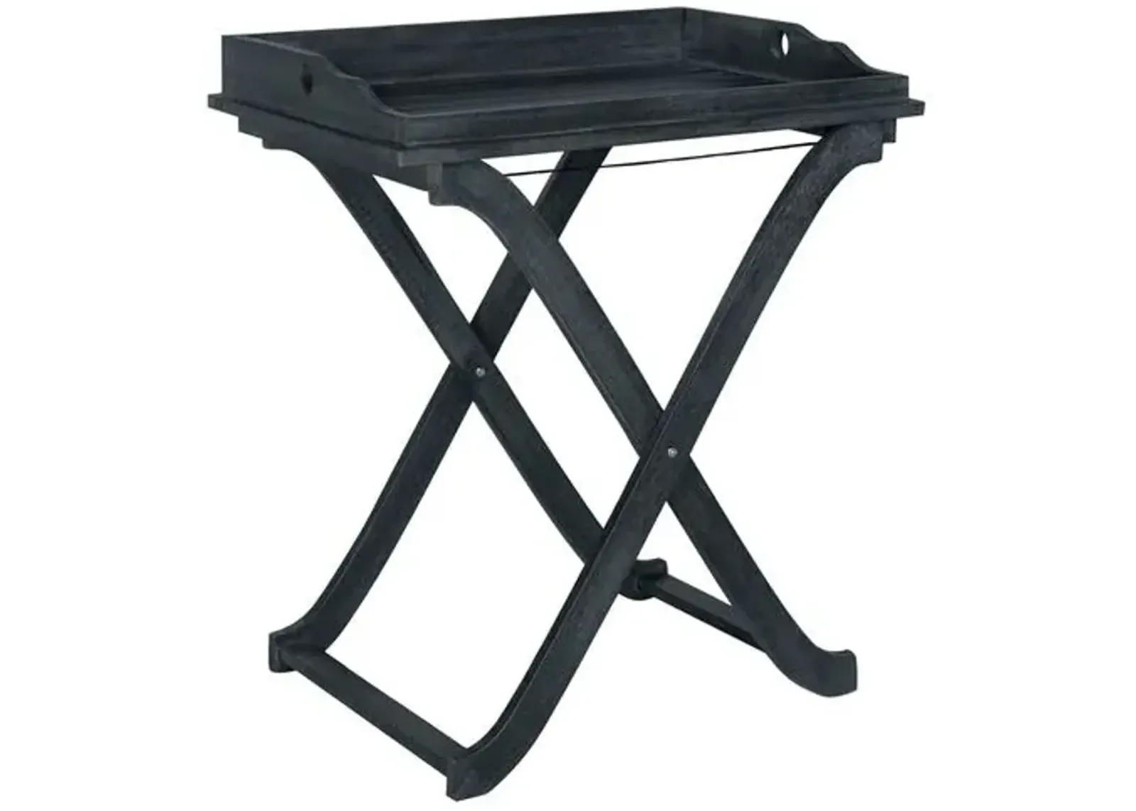 Covina Tray Outdoor Side Table - Dark Slate Gray - Black