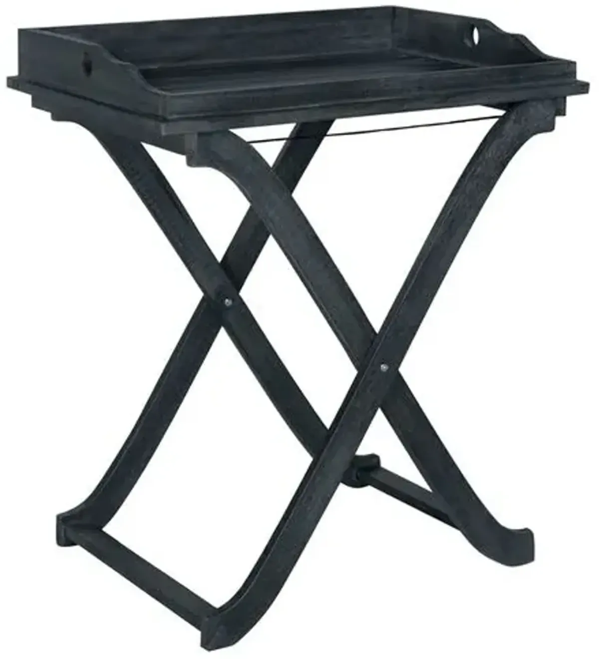 Covina Tray Outdoor Side Table - Dark Slate Gray - Black