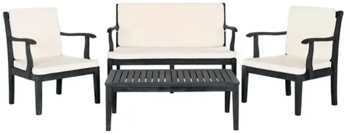 Del Mar 4-Pc Outdoor Lounge Set - Dark Slate Gray - Ivory