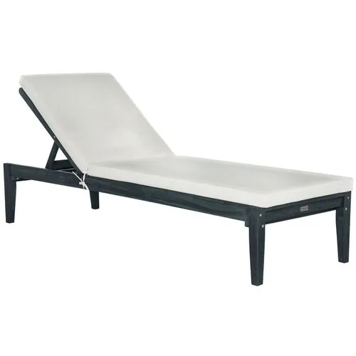 Del Mar Outdoor Wood Chaise - Slate Gray/White - Ivory - Comfortable, Sturdy, Stylish