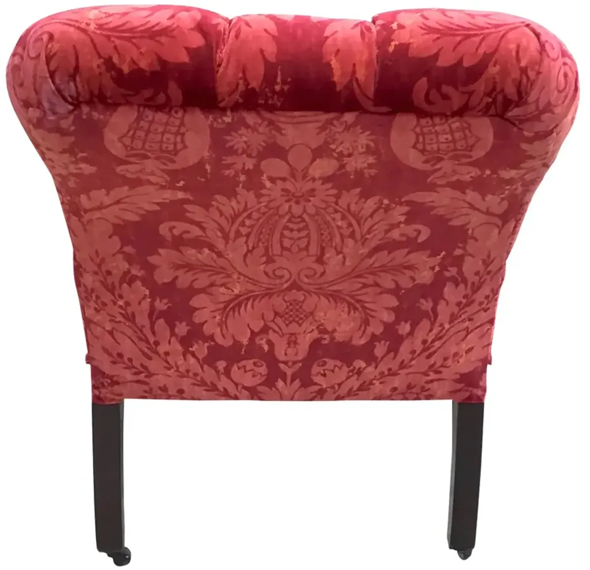 Velvet Damask Edwardian Lounge Chair - Vermilion Designs - Red