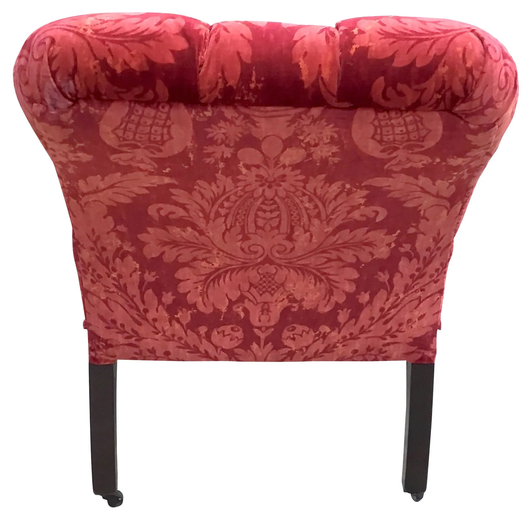 Velvet Damask Edwardian Lounge Chair - Vermilion Designs - Red