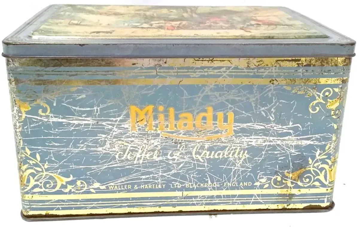 Antique English "Milady" Toffee Tin - Vermilion Designs - Blue