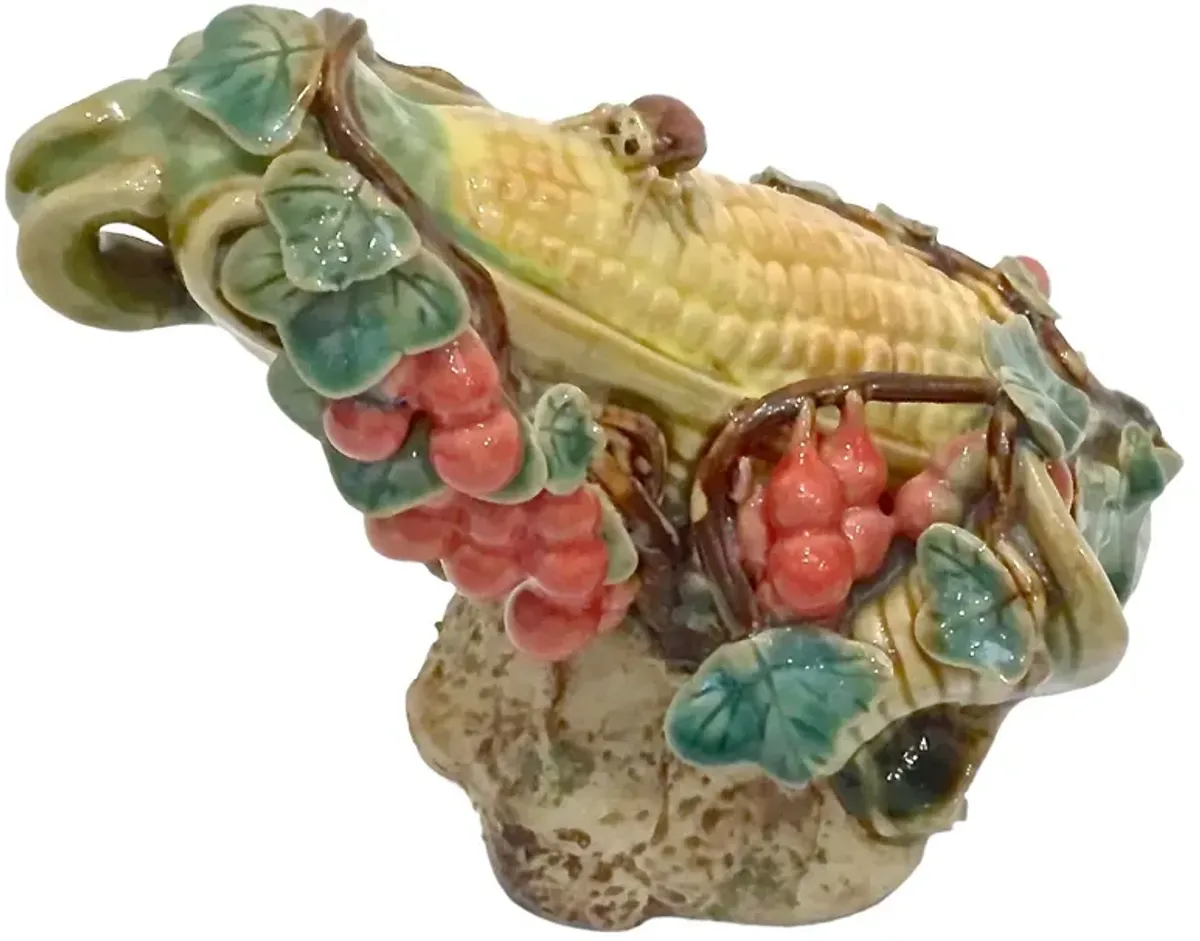 Majolica-Style Corn Sculpture - Vermilion Designs - Yellow