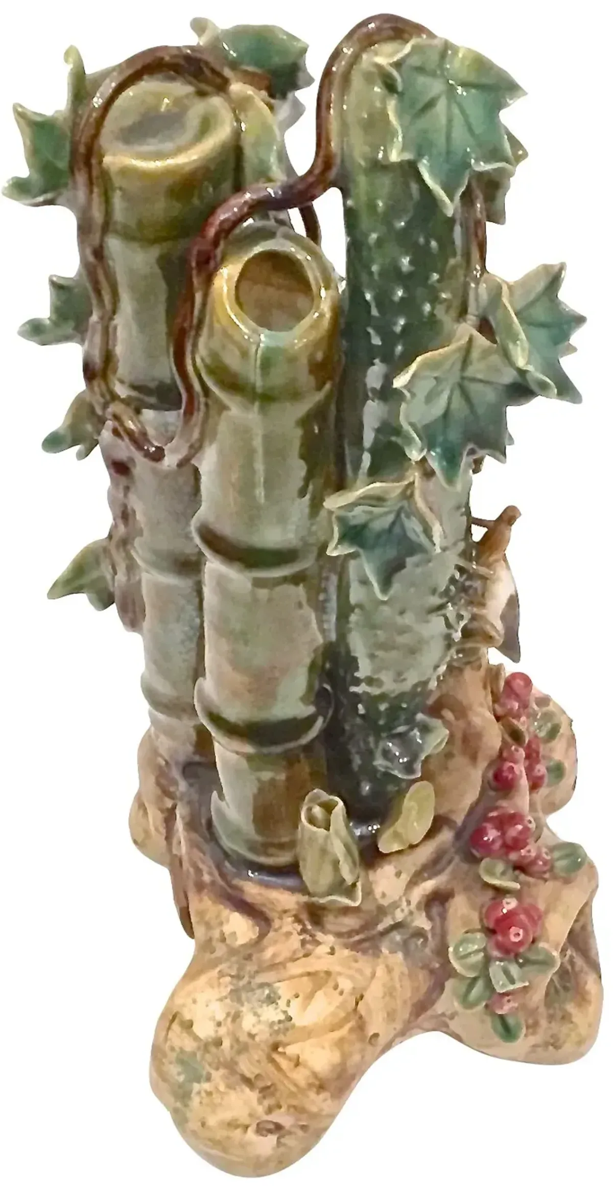 Majolica Cucumber & Bamboo Vase - Vermilion Designs - Green