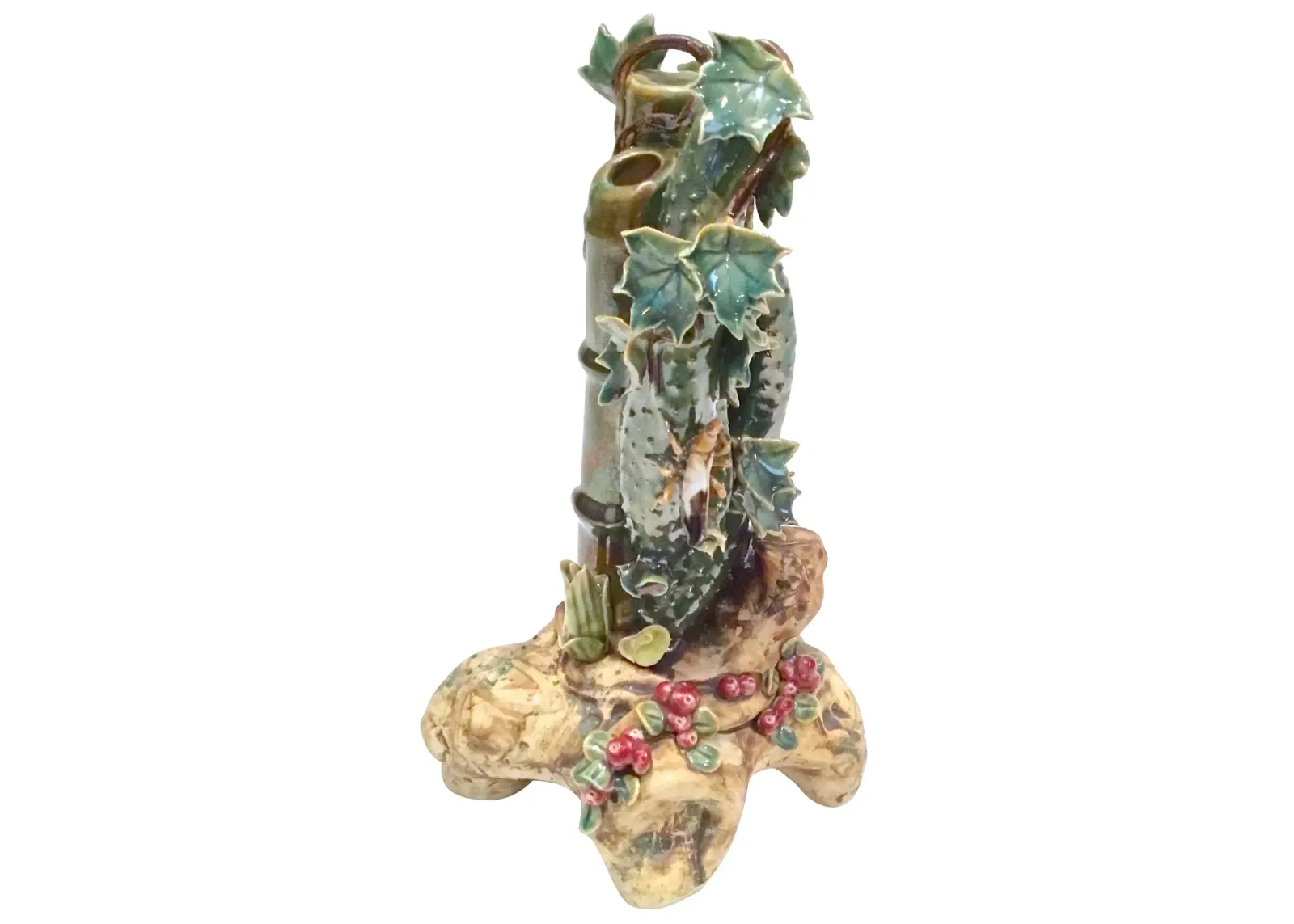 Majolica Cucumber & Bamboo Vase - Vermilion Designs - Green