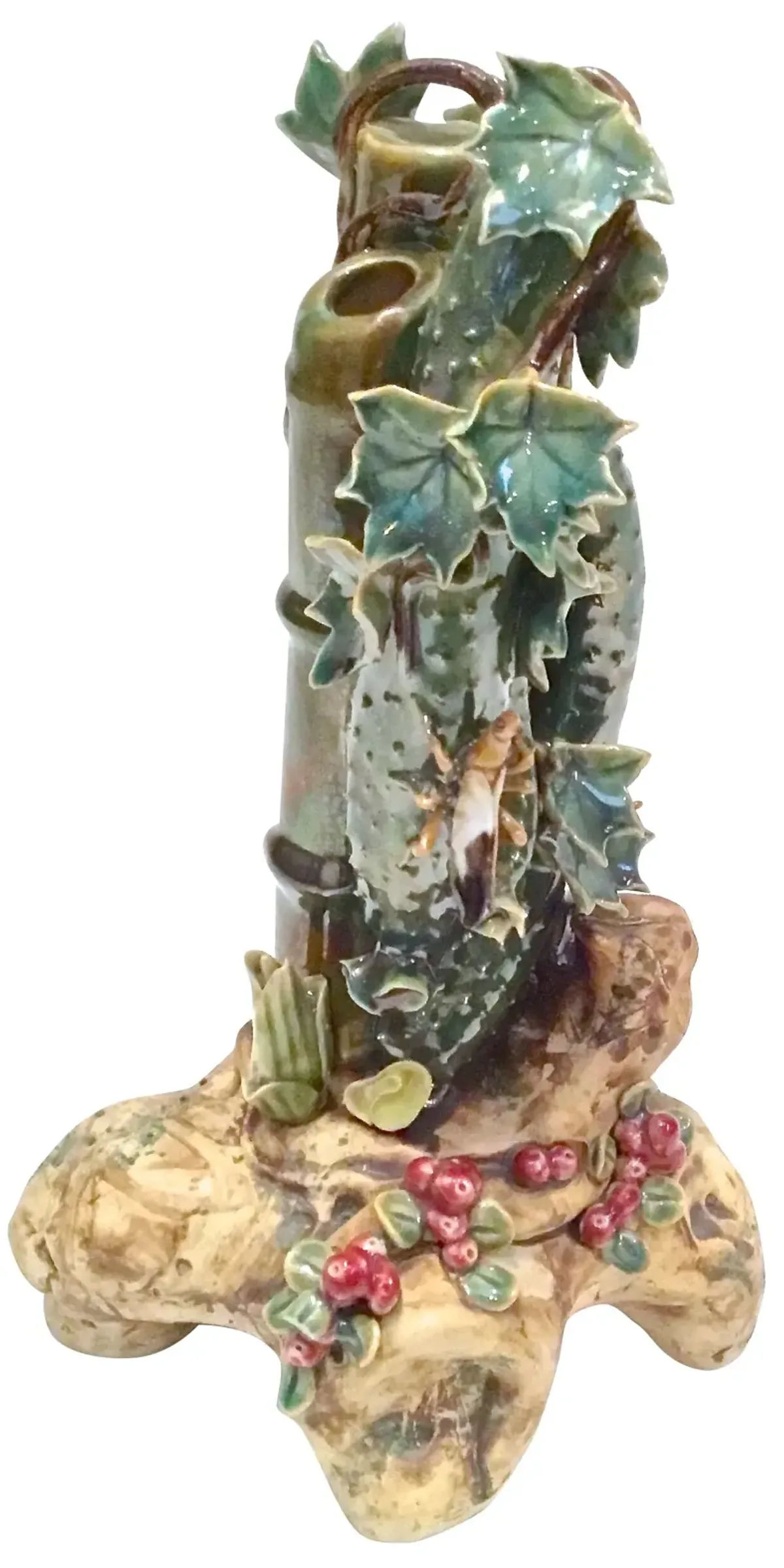 Majolica Cucumber & Bamboo Vase - Vermilion Designs - Green