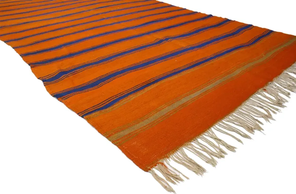 Moroccan Striped Kilim Rug - 5'7" x 12'1" - Esmaili Rugs & Antiques - Orange - Orange