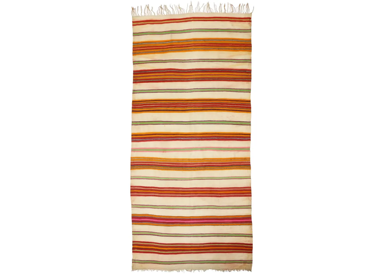 Moroccan Striped Kilim - 6'4" x 13'8" - Esmaili Rugs & Antiques - Red - Red