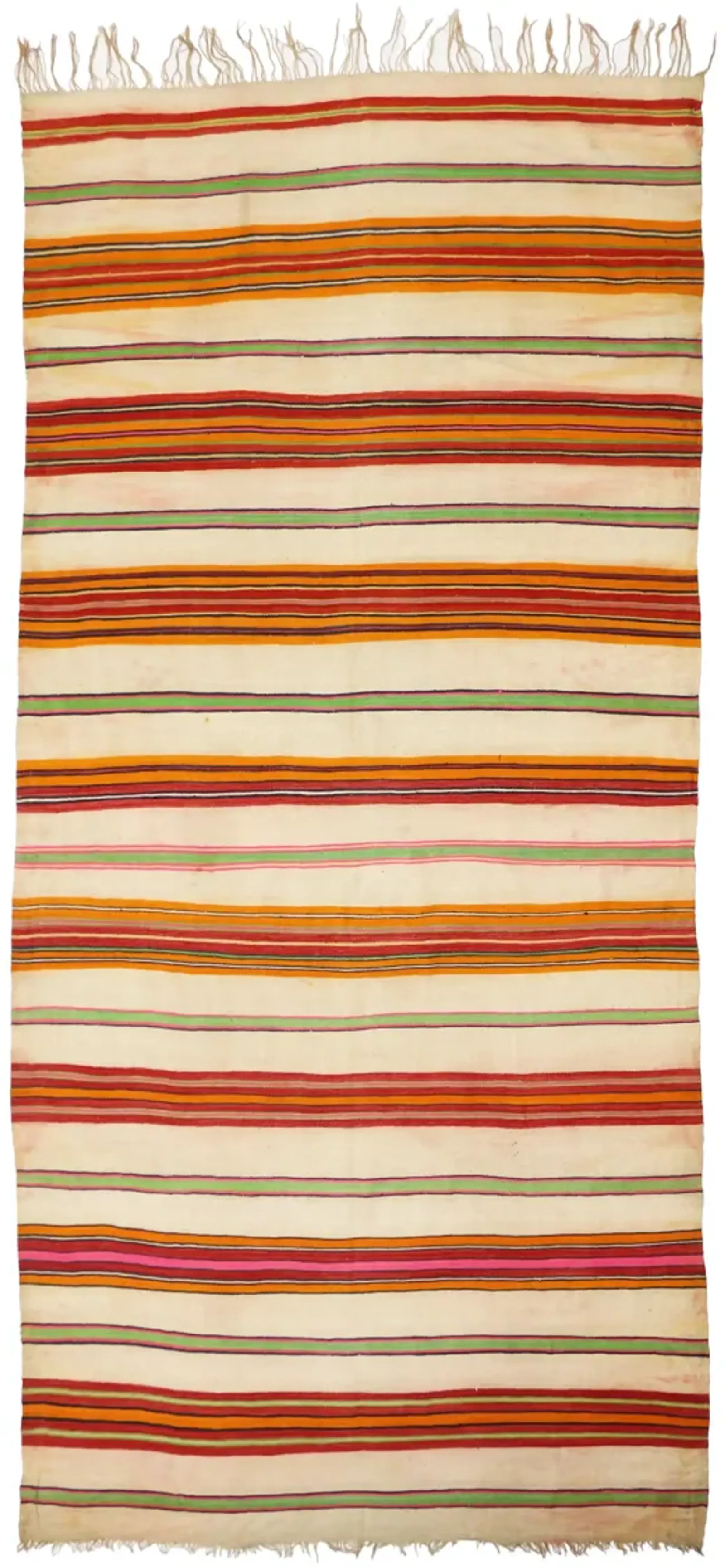 Moroccan Striped Kilim - 6'4" x 13'8" - Esmaili Rugs & Antiques - Red - Red