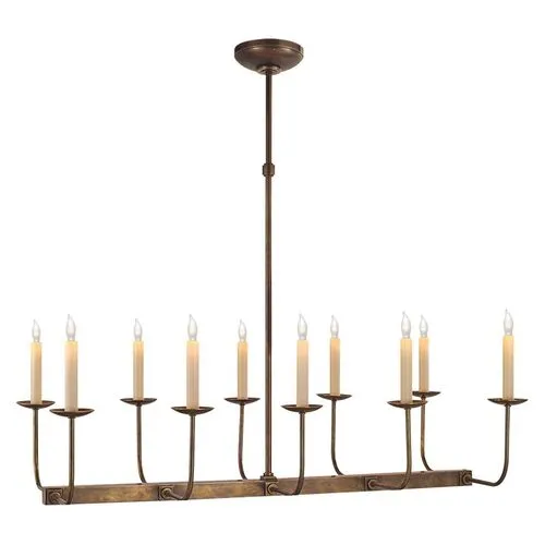 Visual Comfort - Branched Linear Chandelier - Antique Brass - Gold