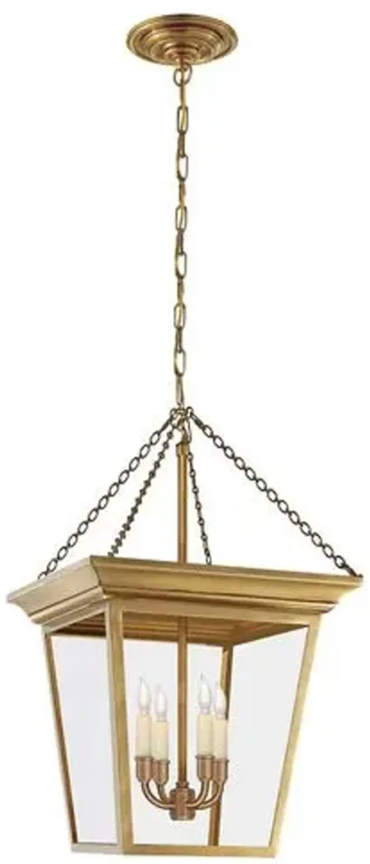 Visual Comfort - Cornice Glass Lantern - Antique Brass - Gold