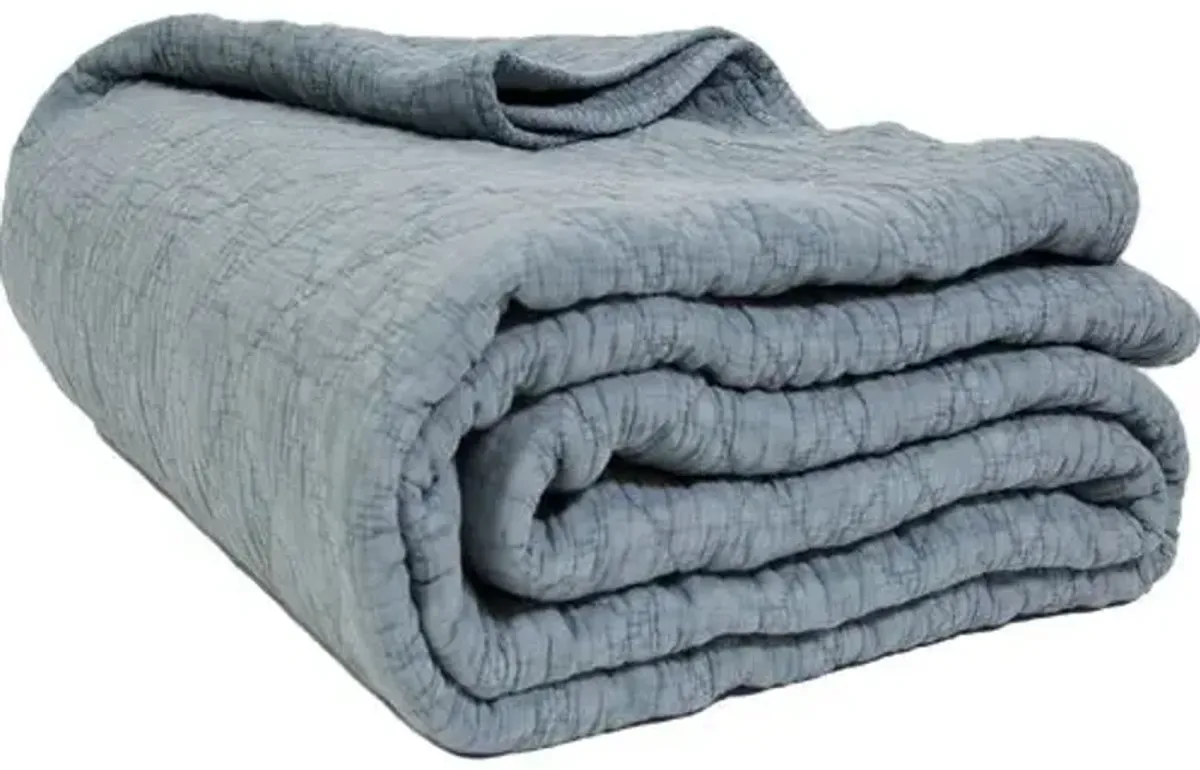 Huntington Coverlet - Dusty Blue - Pom Pom at Home