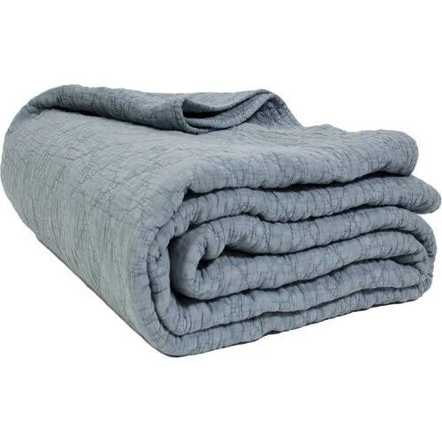 Huntington Coverlet - Dusty Blue - Pom Pom at Home