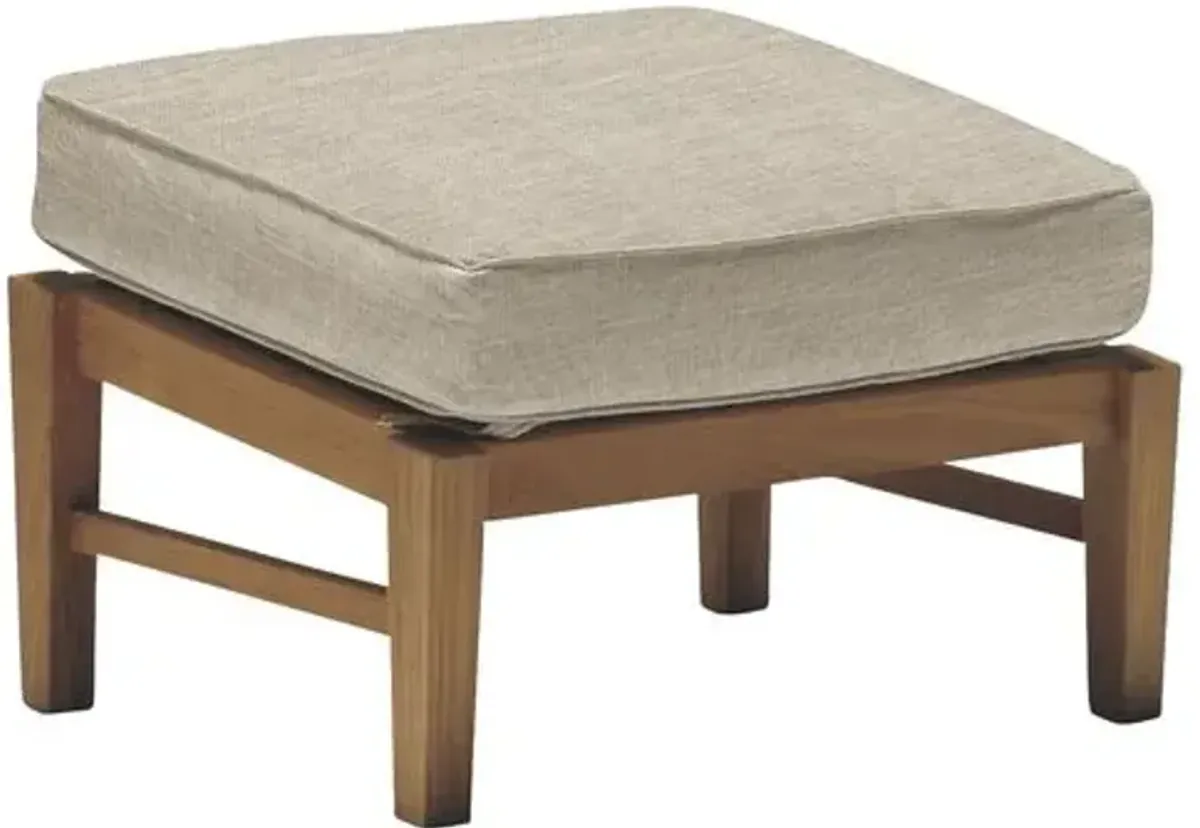 Croquet Teak Outdoor Ottoman - Natural Teak/Linen Dove - Summer Classics - Gray