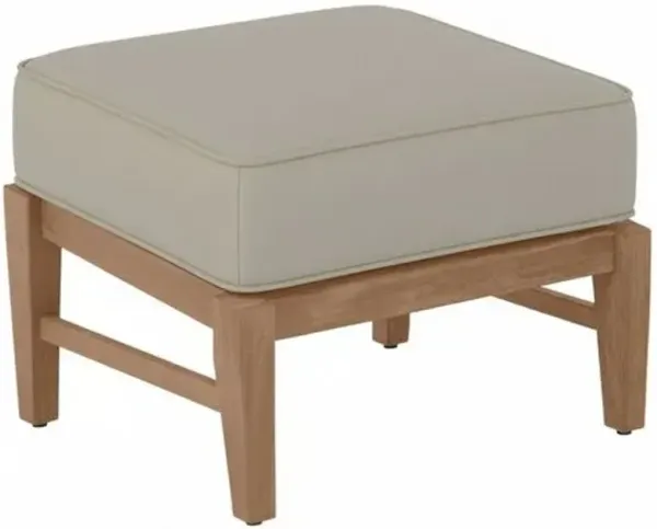 Croquet Teak Outdoor Ottoman - Natural/Linen Dove - Summer Classics - Gray