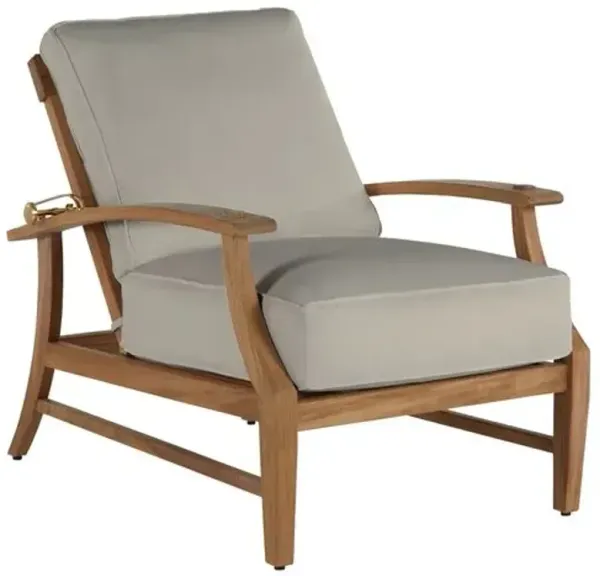 Croquet Teak Outdoor Recliner Chair - Natural/Linen Dove - Summer Classics - Gray - Relaxing Chair, Lounger, Comfort and Leisure Prioritized