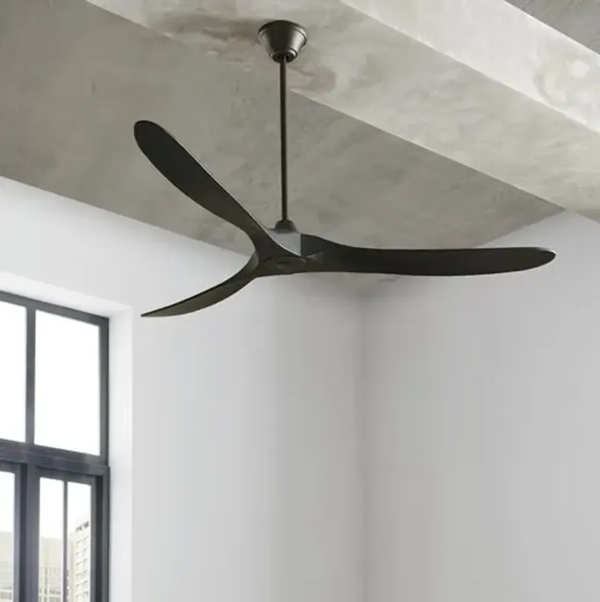 Visual Comfort - Maverick Ceiling Fan - Matte Black - 3 Blades, Hand-Held Remote Control, Energy Efficient, 6 Speed DC Motor