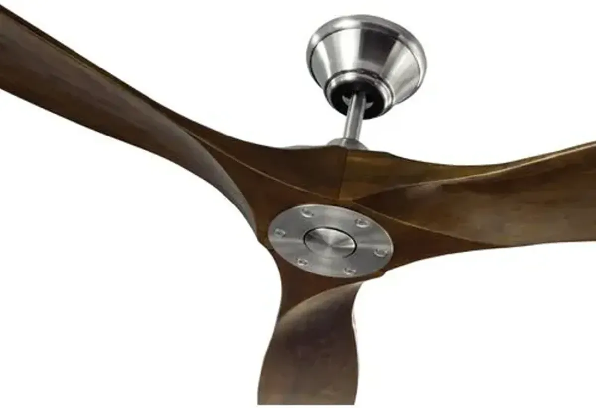 Visual Comfort - Maverick Ceiling Fan - Dark Walnut/Steel - Brown - 3 Blades, Hand-Held Remote Control, Energy Efficient, 6 Speed DC Motor