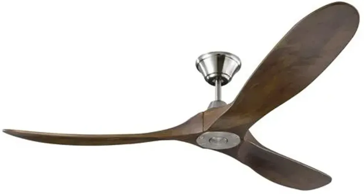 Visual Comfort - Maverick Ceiling Fan - Dark Walnut/Steel - Brown - 3 Blades, Hand-Held Remote Control, Energy Efficient, 6 Speed DC Motor