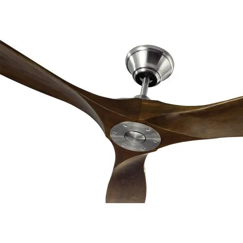 Visual Comfort - Maverick Ceiling Fan - Dark Walnut/Steel - Brown - 3 Blades, Hand-Held Remote Control, Energy Efficient, 6 Speed DC Motor