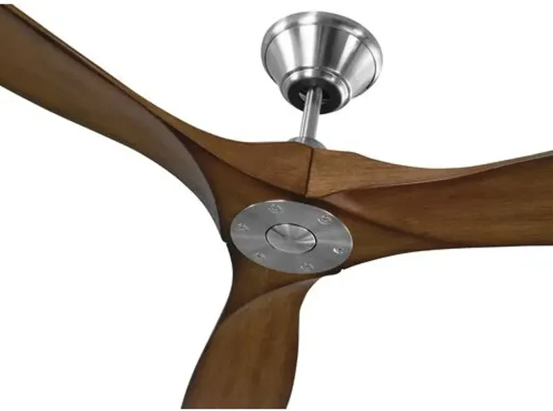 Visual Comfort - Maverick Ceiling Fan - Koa/Steel - Brown - 3 Blades, Hand-Held Remote Control, Energy Efficient, 6 Speed DC Motor