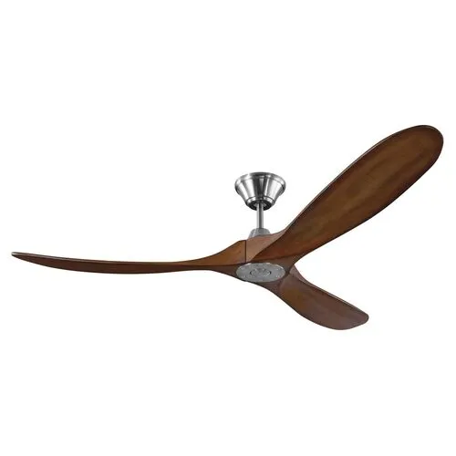 Visual Comfort - Maverick Ceiling Fan - Koa/Steel - Brown - 3 Blades, Hand-Held Remote Control, Energy Efficient, 6 Speed DC Motor