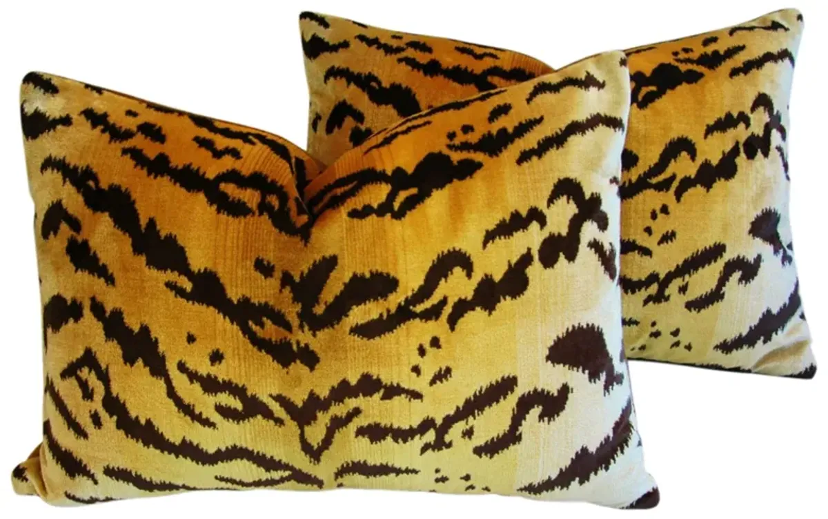 Scalamandré Tiger Velvet Pillows - Set of 2