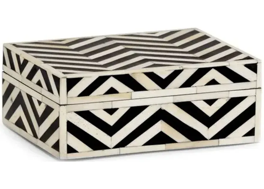 8" Peru Jewelry Box - Black/Ivory - Chelsea House