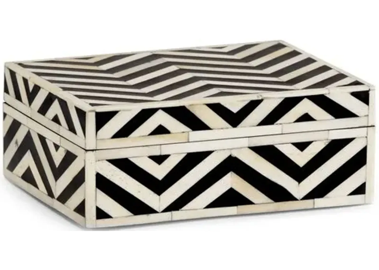 8" Peru Jewelry Box - Black/Ivory - Chelsea House