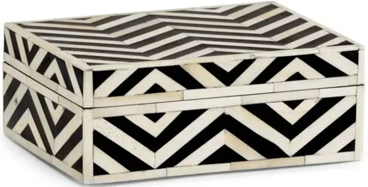 8" Peru Jewelry Box - Black/Ivory - Chelsea House