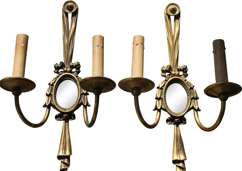 E.F. Caldwell Neoclassic Outdoor Sconces - Set of 2 - Something Vintage - Gold