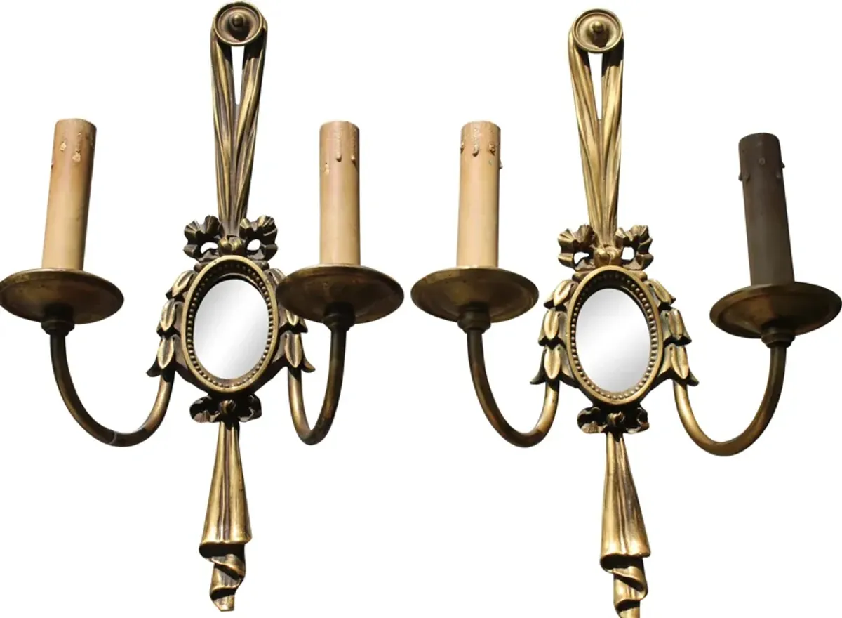 E.F. Caldwell Neoclassic Outdoor Sconces - Set of 2 - Something Vintage - Gold