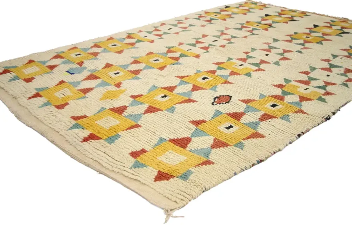 Berber Moroccan Azilal Rug - 4'7" x 7' - Esmaili Rugs & Antiques - Yellow - Yellow