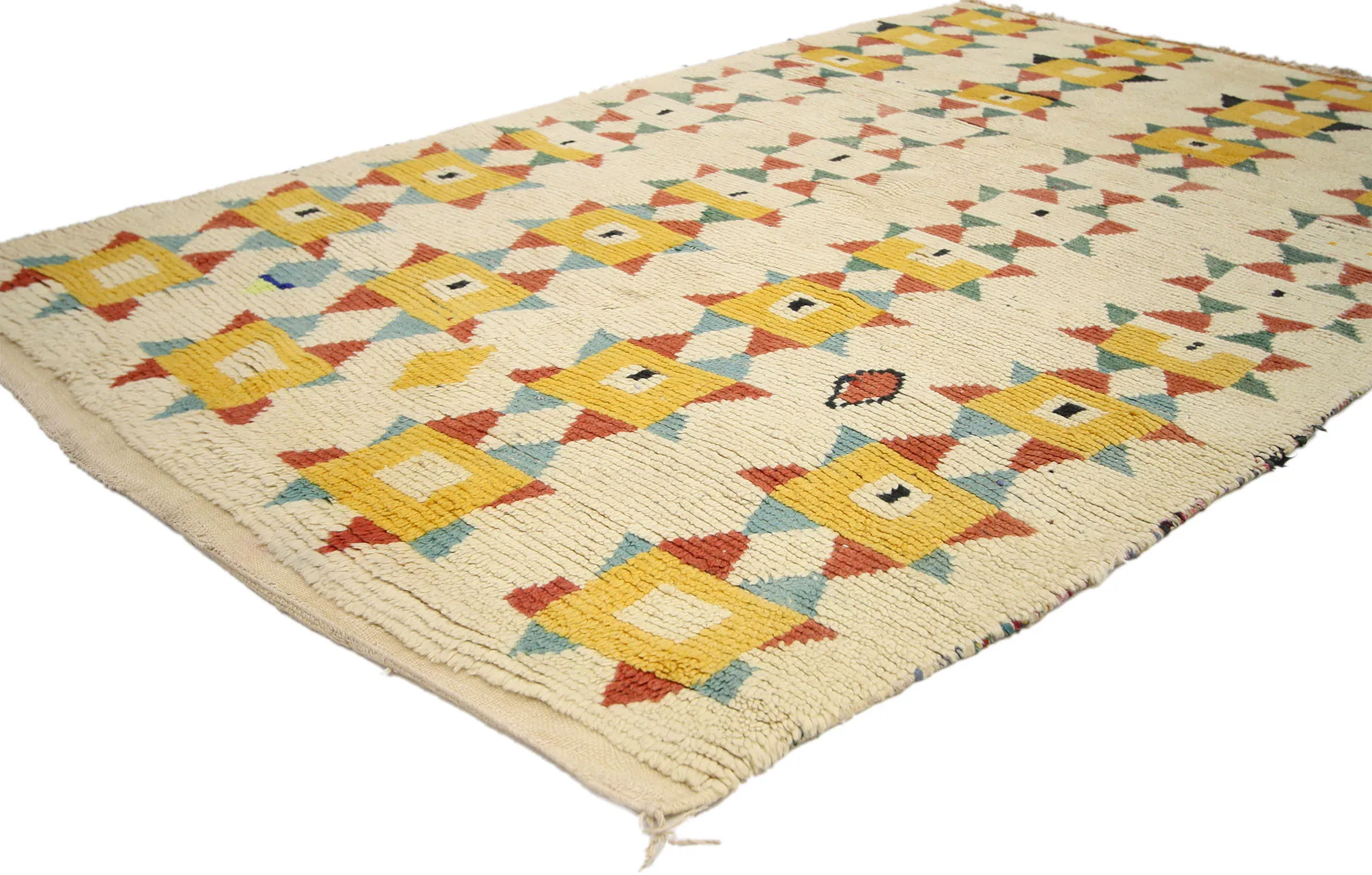 Berber Moroccan Azilal Rug - 4'7" x 7' - Esmaili Rugs & Antiques - Yellow - Yellow