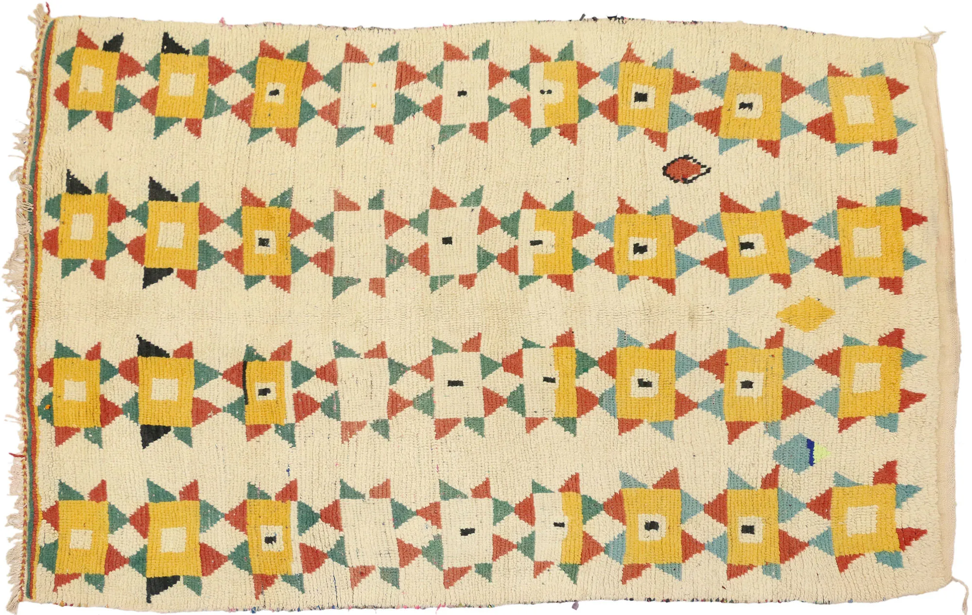 Berber Moroccan Azilal Rug - 4'7" x 7' - Esmaili Rugs & Antiques - Yellow - Yellow