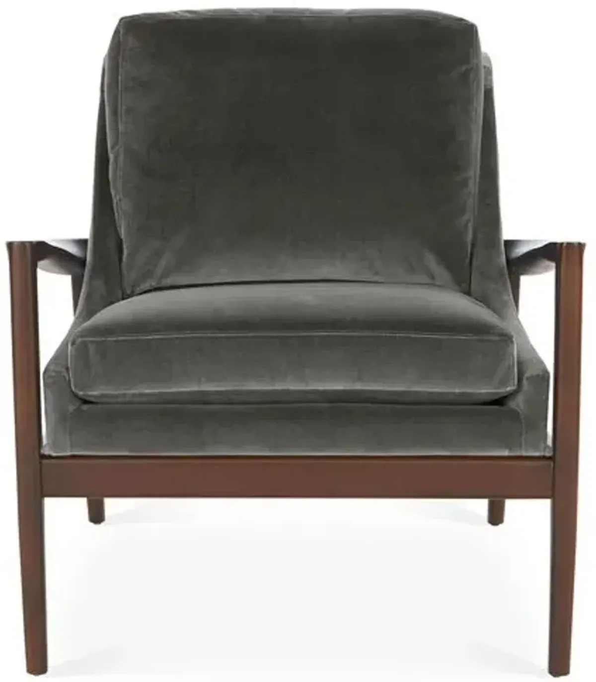 Ebonwood Accent Chair - Charcoal Velvet - Miles Talbott - Handcrafted - Gray, Comfortable, Durable, Velvet Upholstery