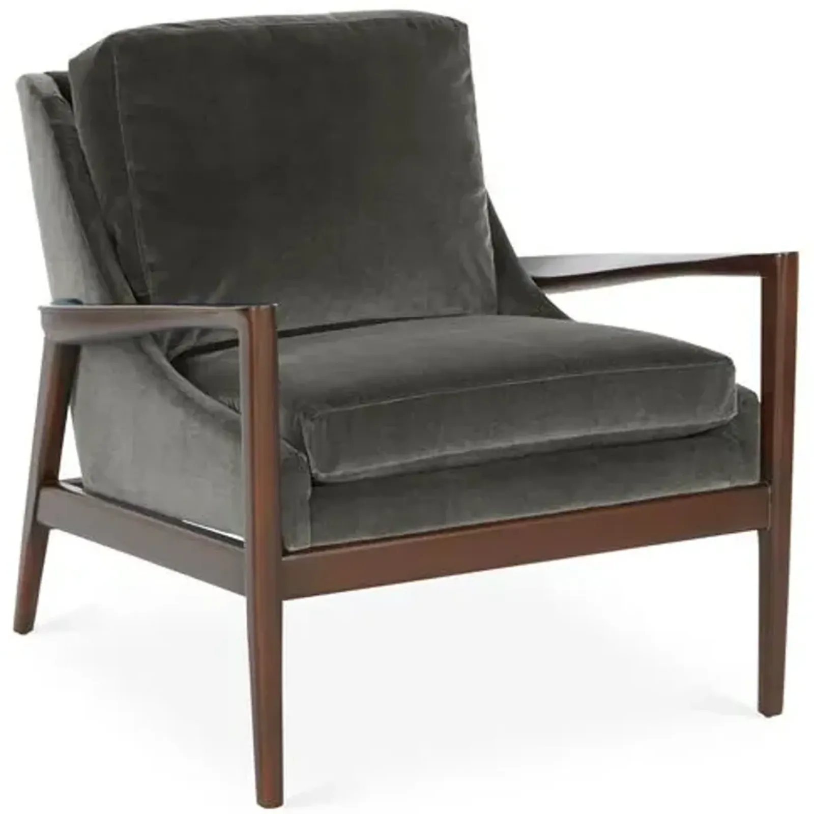 Ebonwood Accent Chair - Charcoal Velvet - Miles Talbott - Handcrafted - Gray, Comfortable, Durable, Velvet Upholstery